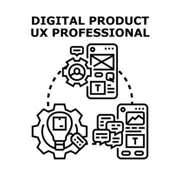 Digital product user experience designing development process Ilustração Stock