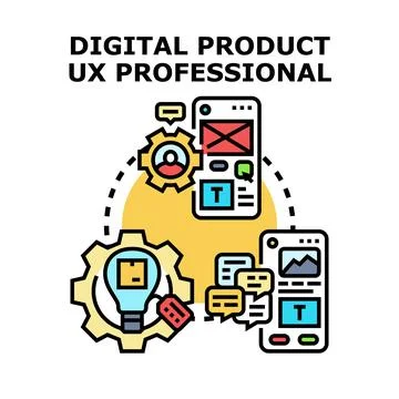 Digital product user experience designing development process 스톡 일러스트