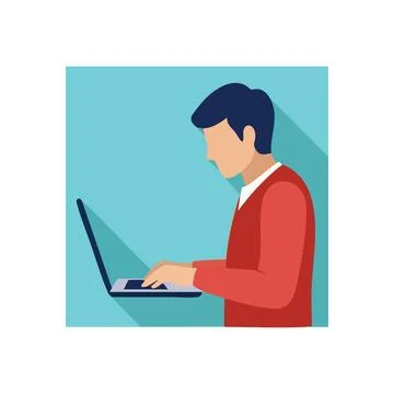 (Digital Productivity with Laptop. This flat design illustration depicts a .. Illustrazione stock