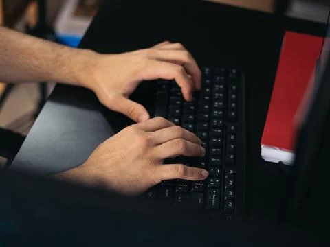 Digital Productivity- Typing on the Keyboard Stock Photos