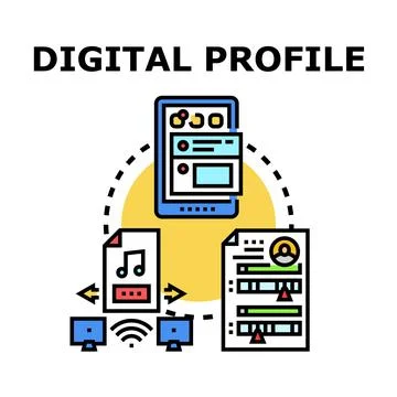 Digital profile concept reflecting user data and online identity Stockillustratie