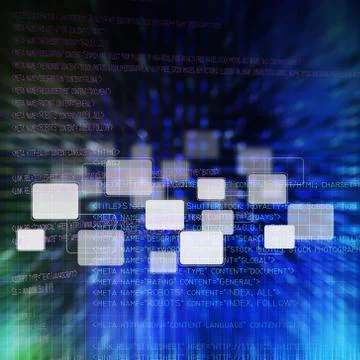 Digital program code and buttons background Stock Illustration