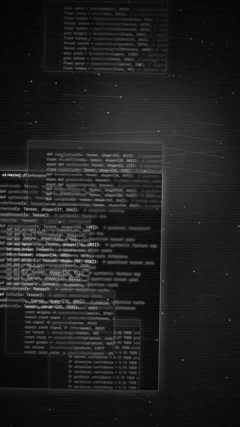 Digital Programming Code Background with Futuristic Data Particles 動画素材 335341160