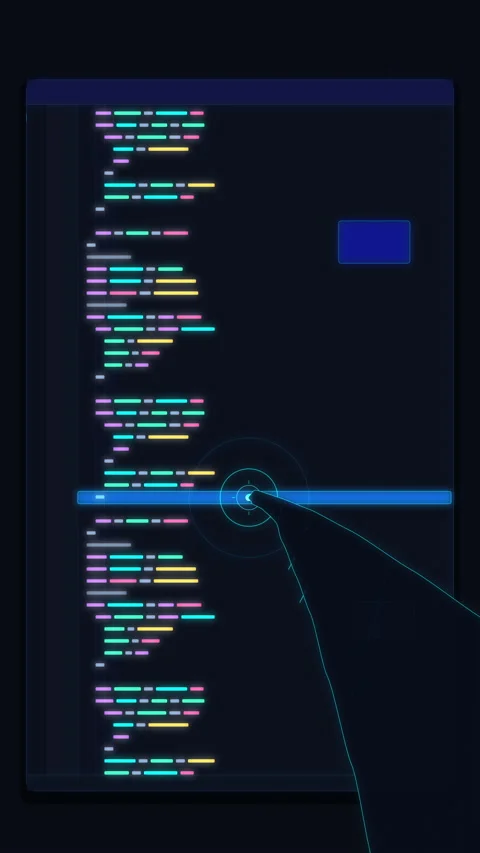 Digital programming code interface animation with futuristic cursor interaction Stock Footage 347563352