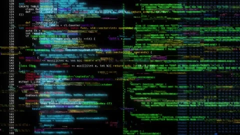 Digital programming functions Big data Internet of things trend. coding datum Stock Footage 257939234