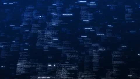 Digital programming map screen visual blurred code fragments, bright numeric lab Stock Footage 340526512