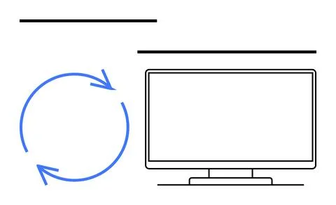 Digital Progress and Continuity Concept with Blank Monitor and Cyclical Arrow Stock Illustration