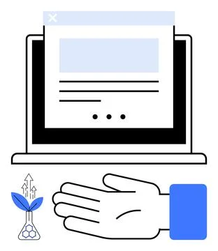 Digital Progress and Support Technology Growing with a Helping Hand Ilustración de archivo