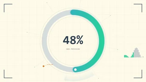 Digital progress bar 0% loading circle graphic with futuristic interface el.. Stock Footage 346661356
