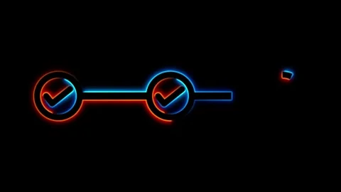 Digital progress bar animation with blue and orange checkmarks and loading .. 動画素材 342248175