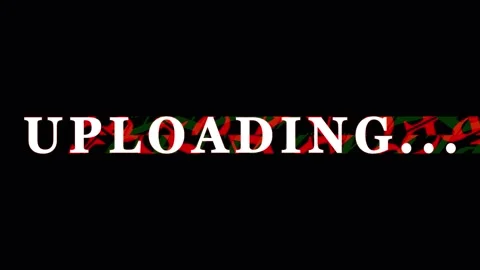 Digital progress bar animation with uploading text against a black background Stock Footage 343474513