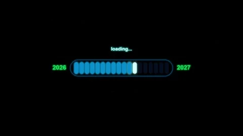 Digital progress bar indicating the transition from year 2026 to 2027 with .. Stock Footage 346502018