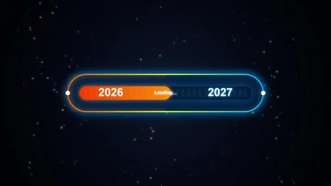 Digital progress bar visually representing the transition from the year 202.. Stock Footage 346502023
