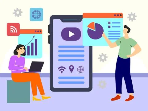 Digital Progress Concept Illustration Style Ilustración de archivo