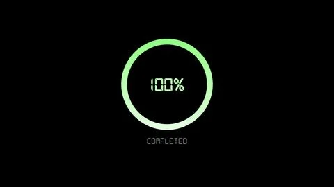 Digital progress loading bar downloading completion on a black background. Stock Illustration