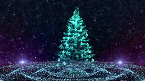 Digital Projection Of Christmas Tree Stock Footage 259406042
