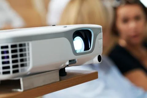 Digital projector at the presentation close-up Stock Photos