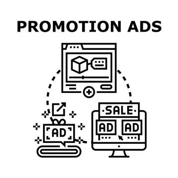 Digital promotion ads strategy developing online marketing Stock Illustration