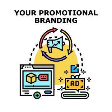 Digital promotion branding developing online marketing strategy 库存插图