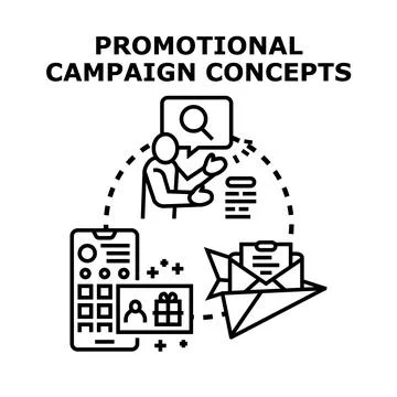 Digital promotional campaign concepts developing marketing strategy Illustrazione stock