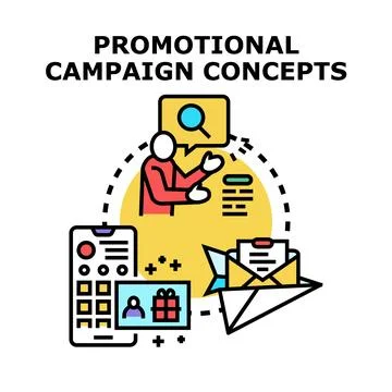 Digital promotional campaign concepts developing marketing strategy Illustrazione stock