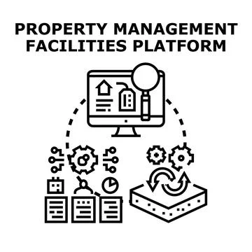 Digital property facilities management platform system concept Illustrazione stock