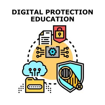 Digital protection education securing data and cyber information Stock Illustration