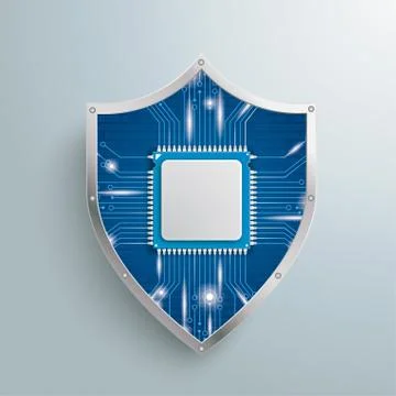 Digital Protection Shield Microchip 库存插图