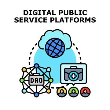 Digital public service platforms connecting global users Stock Illustration