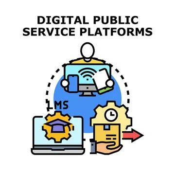 Digital public service platforms offering online government solutions 스톡 일러스트