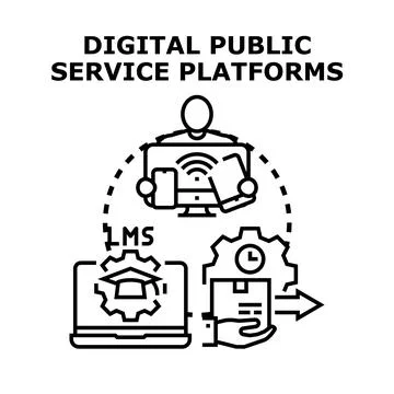 Digital public service platforms offering online government solutions Stock Illustration