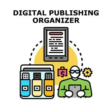 Digital publishing organizer concept presenting content creation and manageme Stockillustratie