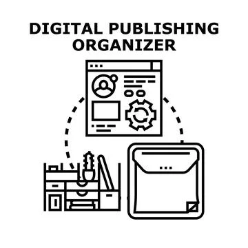 Digital publishing organizer planning content and workflow Stock Illustration