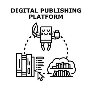 Digital publishing platform creating and sharing content concept Stock Illustration