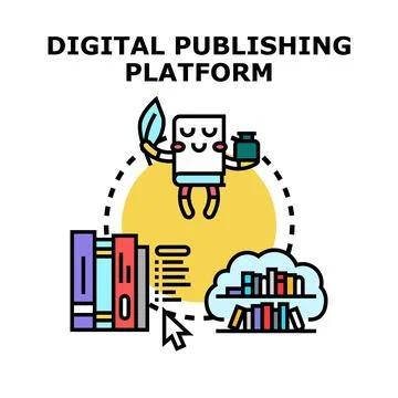 Digital publishing platform creating and sharing content concept Stock Illustration