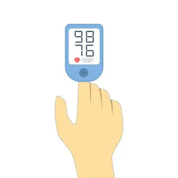 Digital pulse oximeter vector featuring oxygen saturation measurement Stock Illustration