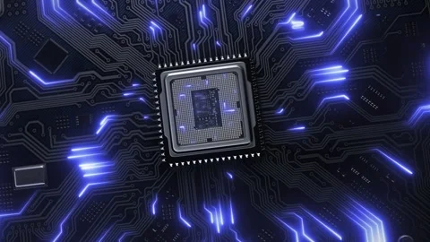 Digital pulses and signals propagate from the microprocessor to the system board Stock Footage 252114141