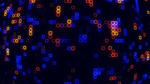 Digital purple blue cube pattern grid Dancing round cube Orange color neon .. Vídeos de archivo 225664568