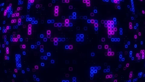 Digital purple blue cube pattern grid Dancing round cube purple color neon .. Vídeos de archivo 225667197