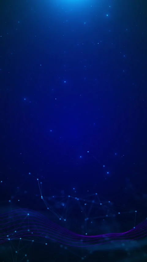 Digital purple blue wave lines glowing network points, tech space, and flowing Stock Footage 334129457