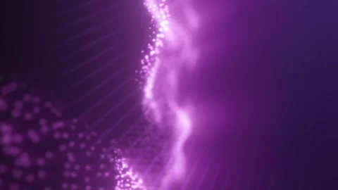 Digital purple glowing wave of particles with soft depth of field Stock Footage 315056841