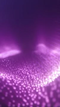 Digital purple glowing wave of particles with soft depth of field. Futurist.. Stock Illustration