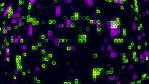 Digital purple green cube pattern grid Dancing round cube purple color neon.. 스톡 동영상 225667255