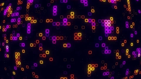 Digital purple orange cube pattern grid Dancing round cube purple color neo.. Vídeos de archivo 225667372