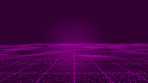 Digital purple particle dots wave on lights abstract background. Moving ret.. Stock Footage 295189635