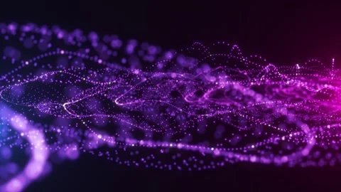 Digital purple particle waves. Abstract technology background made of dots Stock Footage 299726306