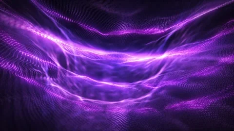 Digital purple particle waves. Abstract technology background made of dots. Stock Footage 299726380