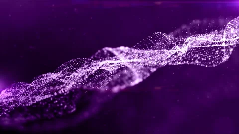 Digital Purple particles, Wave flowing and twist with lighting motion Stock Footage 186350338