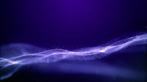Digital Purple particles, Wave smooth flowing with lighting motion Stock Footage 186353098