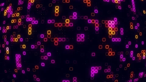 Digital purple pink cube pattern grid Dancing round cube Orange color neon .. 스톡 동영상 225665233
